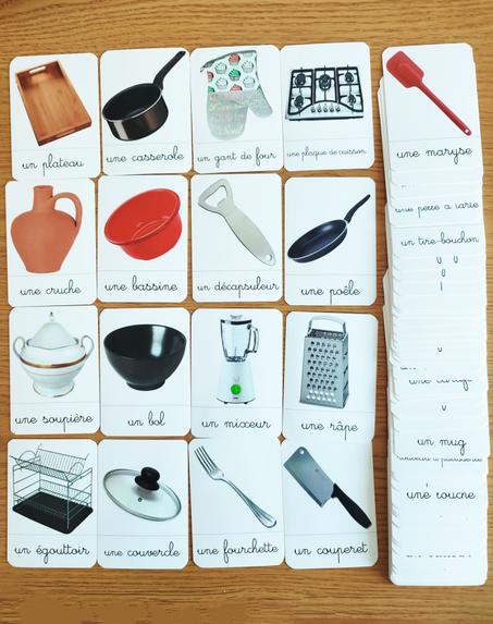 72 cartes des outils de la cuisine