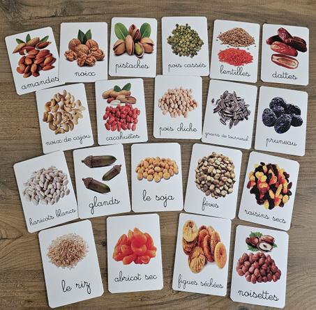 Cartes des fruits secs et des légumineuses