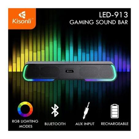 Kisonli LED-913 Portable BT Stereo Audio 2Bass haut-parleur sans fil RGB rechargeable