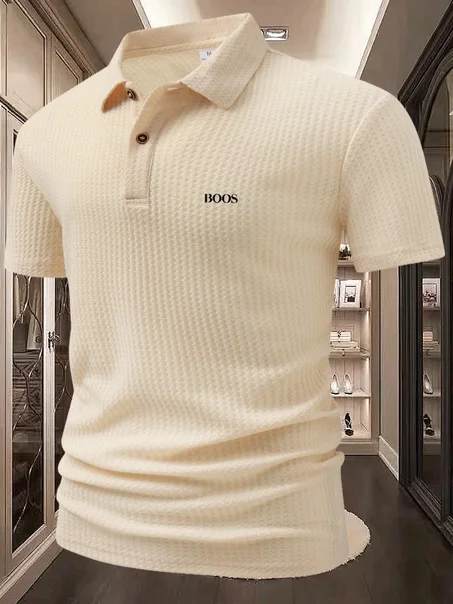 Polo homme à manches courtes, couleur unie, style urbain, léger, col à revers, idéal pour le jogging et le sport en été - T-shirt respirant