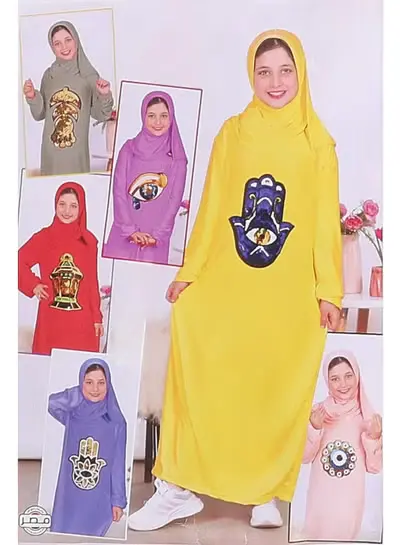 Viscose prayer dress in distinctive colors for girls
