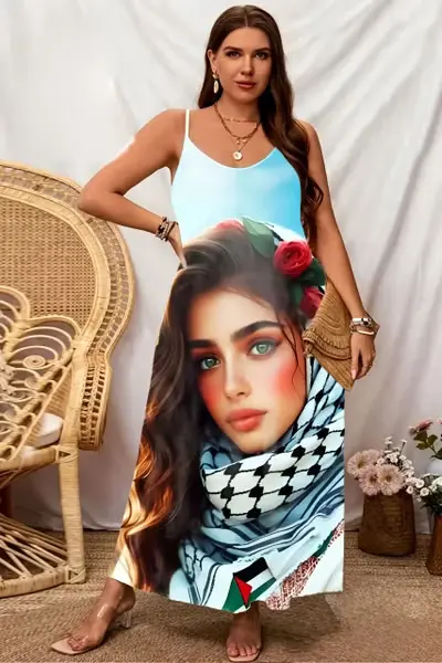 فستان كاجوال بطبعة جرافيكية وتصميم ملون