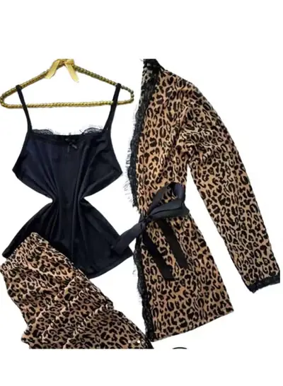 3 Pieces Women Pajama Set - Tiger