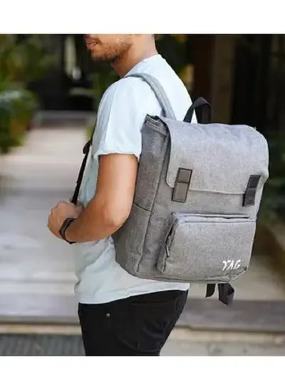 Canvas laptop backpack - Grey
