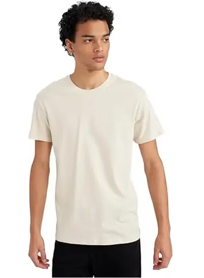 Basic cotton T-shirt oversize - Beige