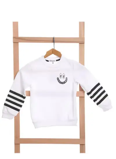 Kids Melton Cotton Sweatshirt, White
