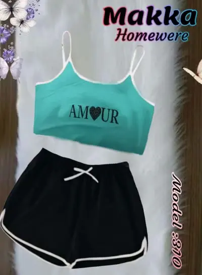 Women Pajama Set with short - Aqua