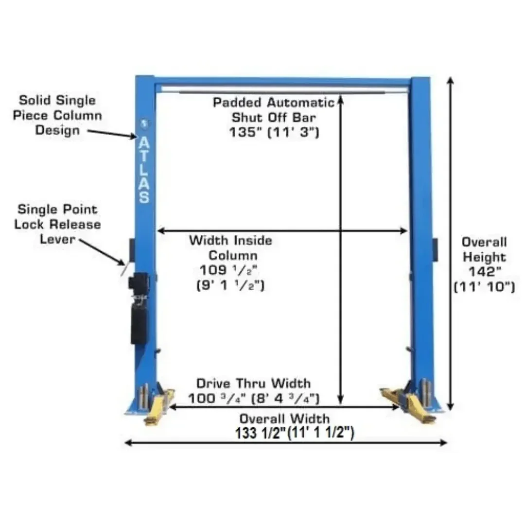 Atlas 9OHSC Overhead 9,000 lb. Capacity 2 Post Lift