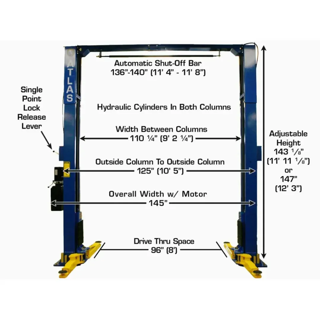 2 Post Lifts | Atlas PV10PX 10,000 lb Overhead 2 Post Car Lift