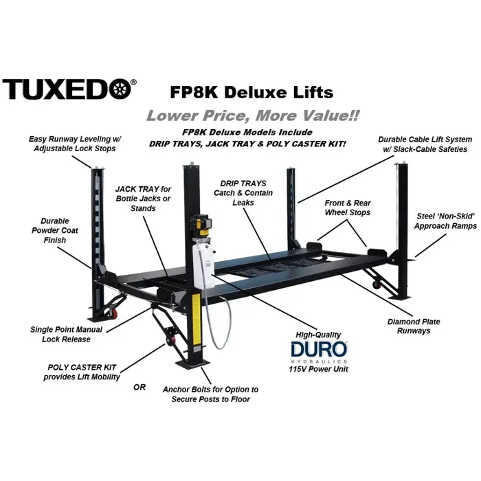 Valor VP8K-DX-XLT 8,000 lb 4 Post Deluxe Storage Lift