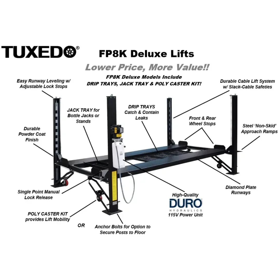 Valor VP8K-DX-XLT 8,000 lb 4 Post Deluxe Storage Lift
