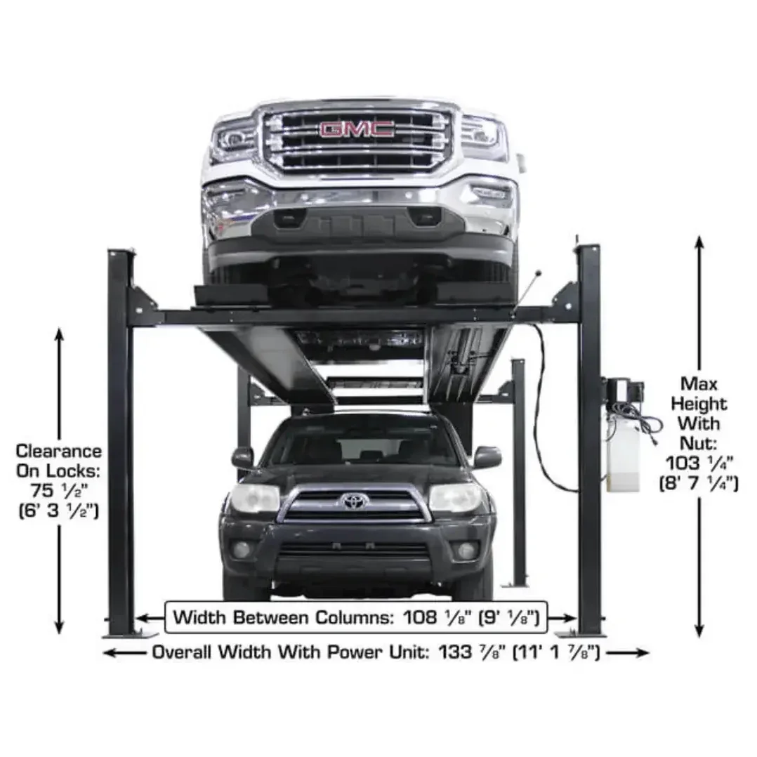 Atlas ALI Certified APEX9 4-Post Lift + RJ6 Rolling Bridge Jack Combo