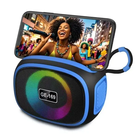 سبيكر بلوتوث GE-169 بإضاءة LED وحامل الهاتف
