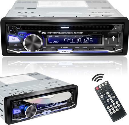 Single Din Car Stereo with CD/DVD Player | Bluetooth | FM/AM/RDS Radio