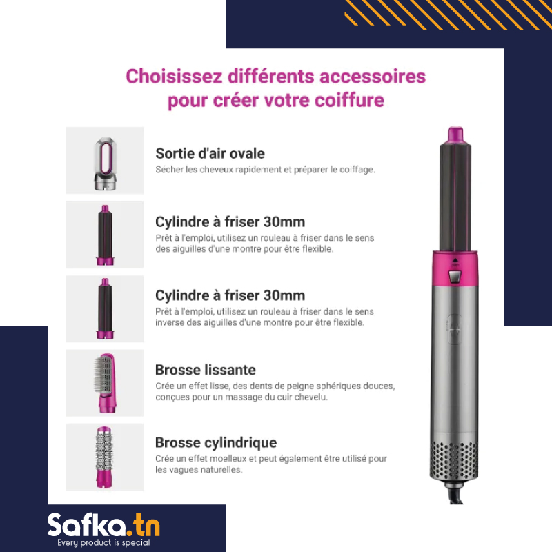 Outil de coiffure multifonctionnel 5 en 1 pour sèche-cheveux