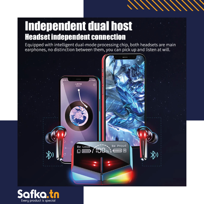 Écouteurs sans fil M28 TWS Bluetooth 5.0 stéréo LED