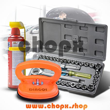 باك شامل للسياراة : أداة إصلاح الصدمات + 40 مفاتيح احترافية + مطفاة حريق