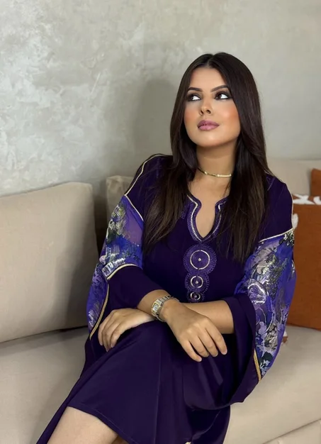قفطان مخزاني كريب بزواق لمعلم وبالثليجة فلكمام