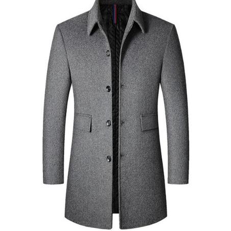 سترة صوفية طويلة للرجال من معطف أحادي اللون بياقة مقلوبة للدفء ماركة غير رسمية للأعمال خريف وشتاء 2024 جديد