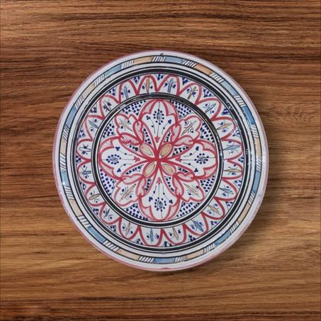 طبق فخّار ملوّن ديال النقش البلدي