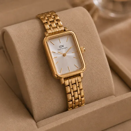 Daniel Wellington Quadro Cadran blanc  Bracelet doré
