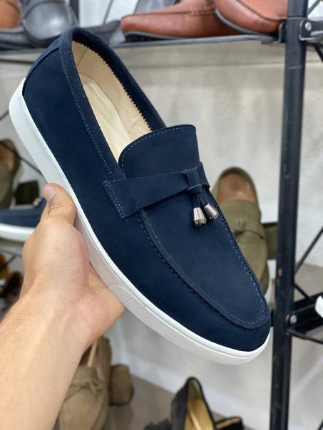 Ballerine bleu marine daim originale 100% cuir