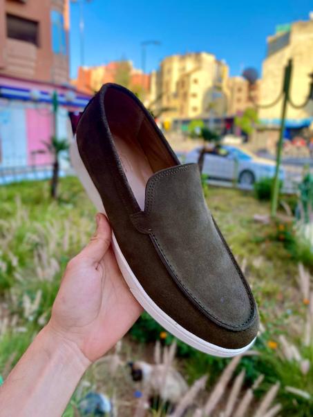 Ballerine vert olive daim originale 100% cuir