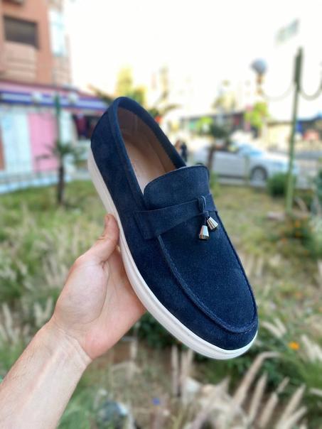 Ballerine bleu marine pépé daim originale 100% cuir