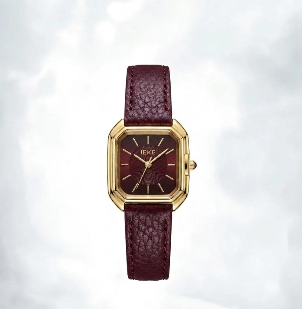 Montre Femme IEKE Vintage – Cadran Carré & Bracelet Cuir