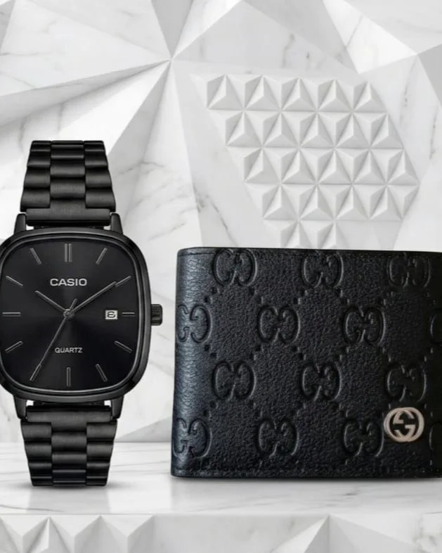 Pack Porte-Monnaie GUCCI et Montre CASIO black vintage