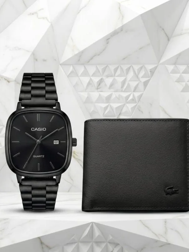 Pack porte-monnaie LACOSTE et Montre CASIO black vintage