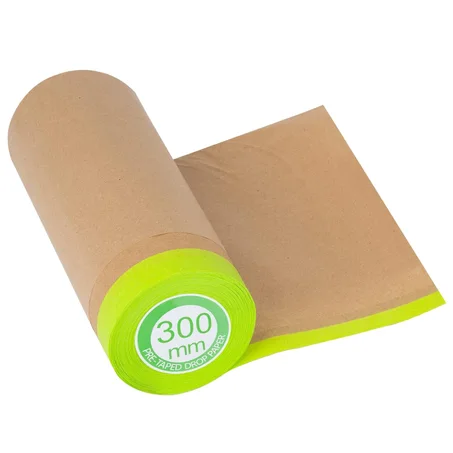 Papel de enmascarar precintado para pintar, 12 pulgadas x 50 pies, cinta y papel para pintores, rollo de papel protector adhesivo de pintura para cubrir zócalos, marcos, automóviles y carroce