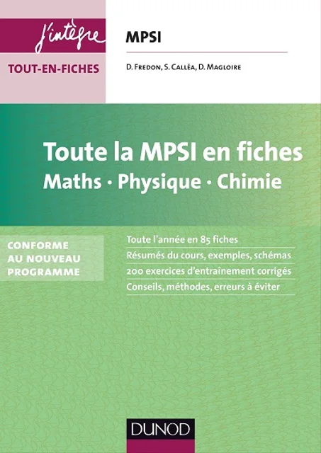 Toute la MPSI  en Fiches  Maths - Physique -  Chimie