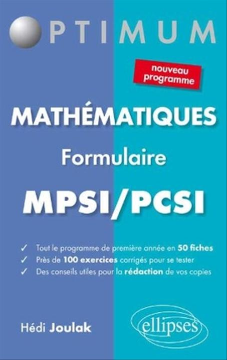 Mathématiques formulaire  MPSI-PCSI