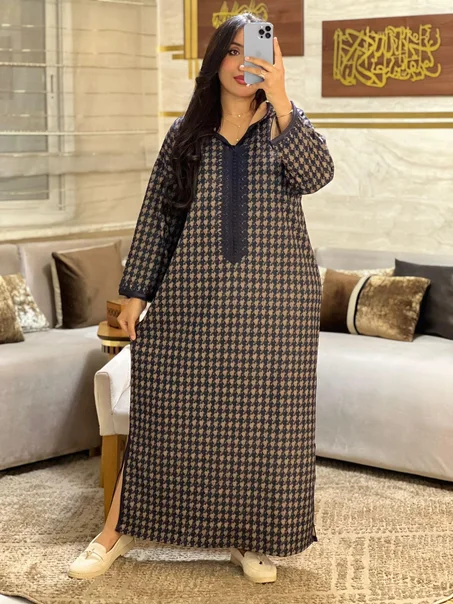 🌙 Jellaba en Laine Palestine – Spécial Ramadan ✨Bleu