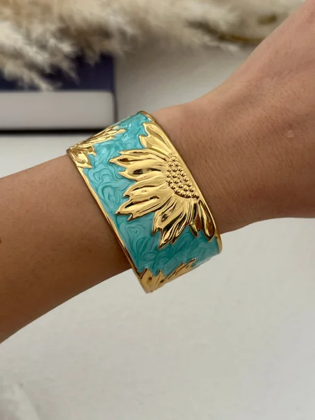 💎 Manchette Émail Sculptée Dorée