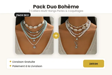 🎁 Pack Duo Bohème — Collier Turquoise + Collier Blanc