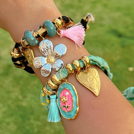 💎 Bracelet Bandana Multi-Breloques & Pompon