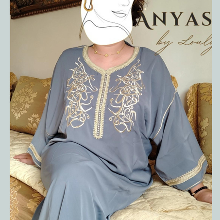 GANDOURA LETTRES GRISE