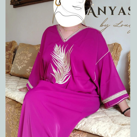 GANDOURA PLUME FUSHIA