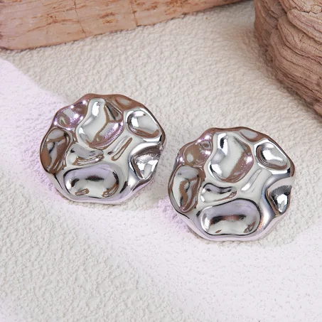 Boucles d’oreilles Galets Sculptés Argentés