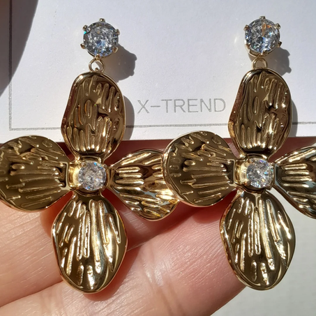 🌺💎 Boucles "Fleur Cristalline" – Délicate & Lumineuse 💎🌺