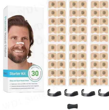 30 زوجًا من موسعات الأنف المغناطيسية لمجموعات موسعات التنفس الأنفي لزيادة دخول النفس أو تقليل الصوت أو الضوضاء أثناء الليل