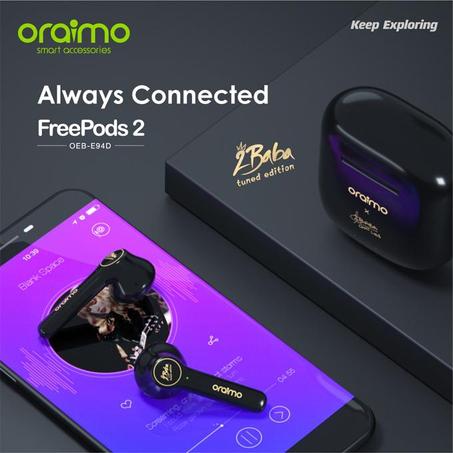 Oraimo FreePods 2 sans fil avec micro - Noir
