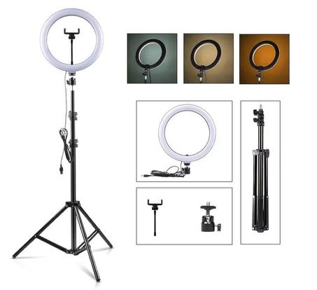 Ring Light pour Makeup Artist YouTuber Live Video Photography 26 cm + trépied 2m