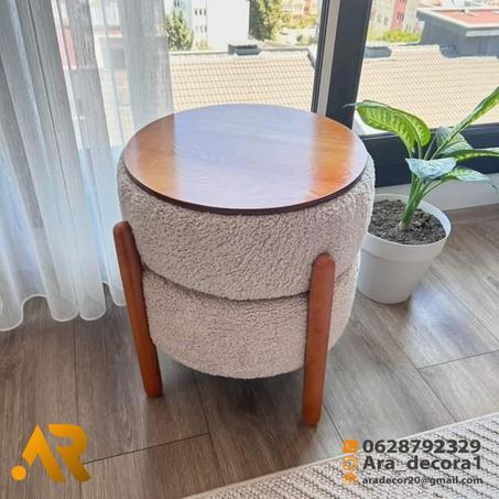 puftable Table basse gonflable Persiste, pouf, tout-en-un, design spécial, table basse en bois