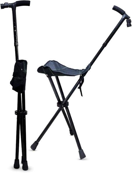 عصا مشي لكبار السن مع كرسي (2 في 1)