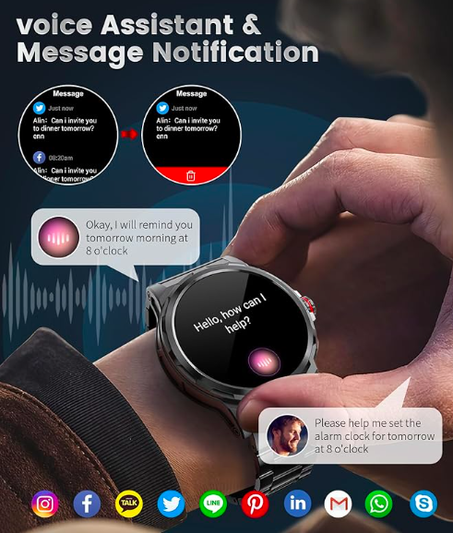 LIGE Montre connectée militaire pour homme avec fonction téléphone, 1,43 ", moniteur de fréquence cardiaque, moniteur de sommeil pour iOS Android, étanche IP68, 123 modes sportifs, 2 sangles