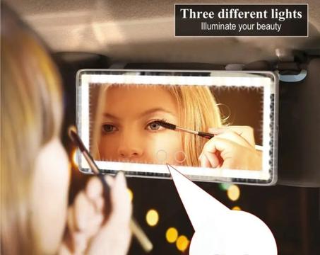 Miroir de voiture avec chargeur sans fil, pare-soleil Led, interrupteur tactile, maquillage, 2 modes d'éclairage, pour femmes et filles