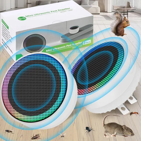 Dispositivo de control ultrasónico de ratón, enchufe preventivo de ratón interior de 360°, mini dispositivo de prevención de plagas para casa, repele eficazmente ratones, roedores, cucarachas